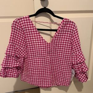 NWT Zara Gingham Top Pink Size Small